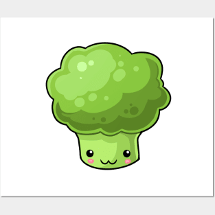 Kawaii broccoli vegetables Posters and Art